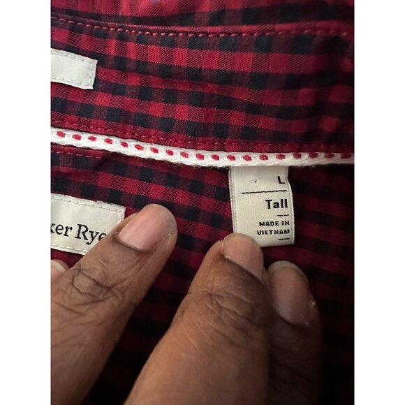 Hawker Rye Red Checkered Button-Up Long-Sleeve Shirt Regular Fit 100%Cotton NWOT - Picture 9 of 11
